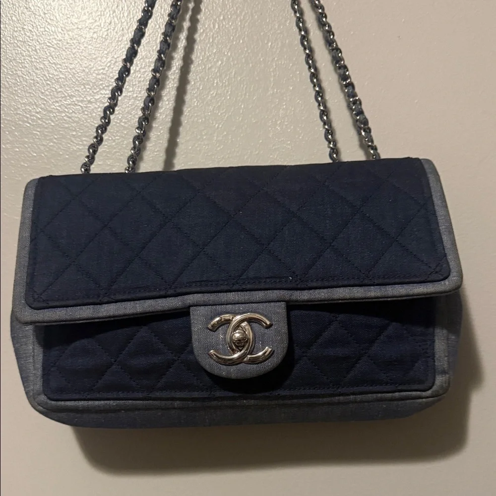 Chanel Dark Blue Quilted Shoulder Bag
